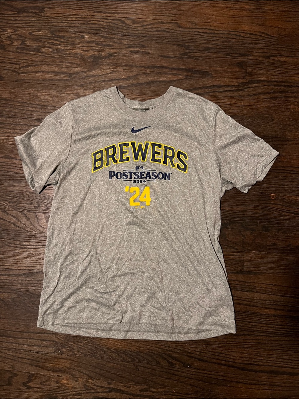 Milwaukee Brewers Nike Men’s Gray Postseason Dri-Fit Shirt